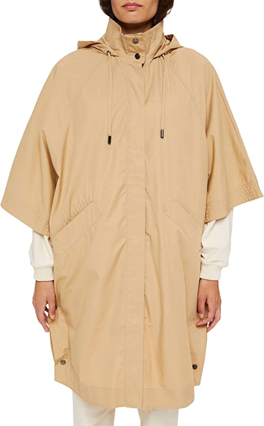 Esprit Water Repellant Cotton Poncho Jacket in Camel