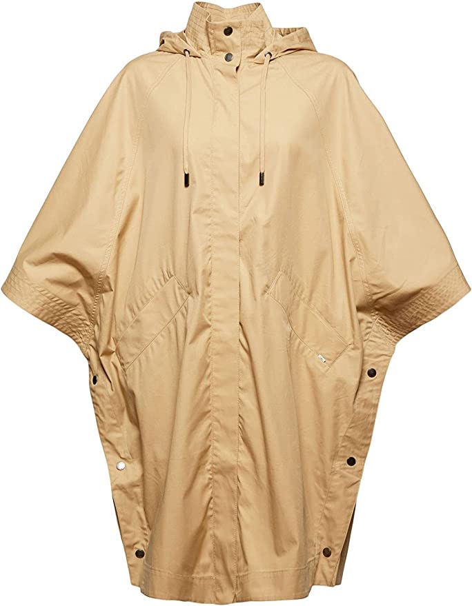 Esprit Water Repellant Cotton Poncho Jacket in Camel