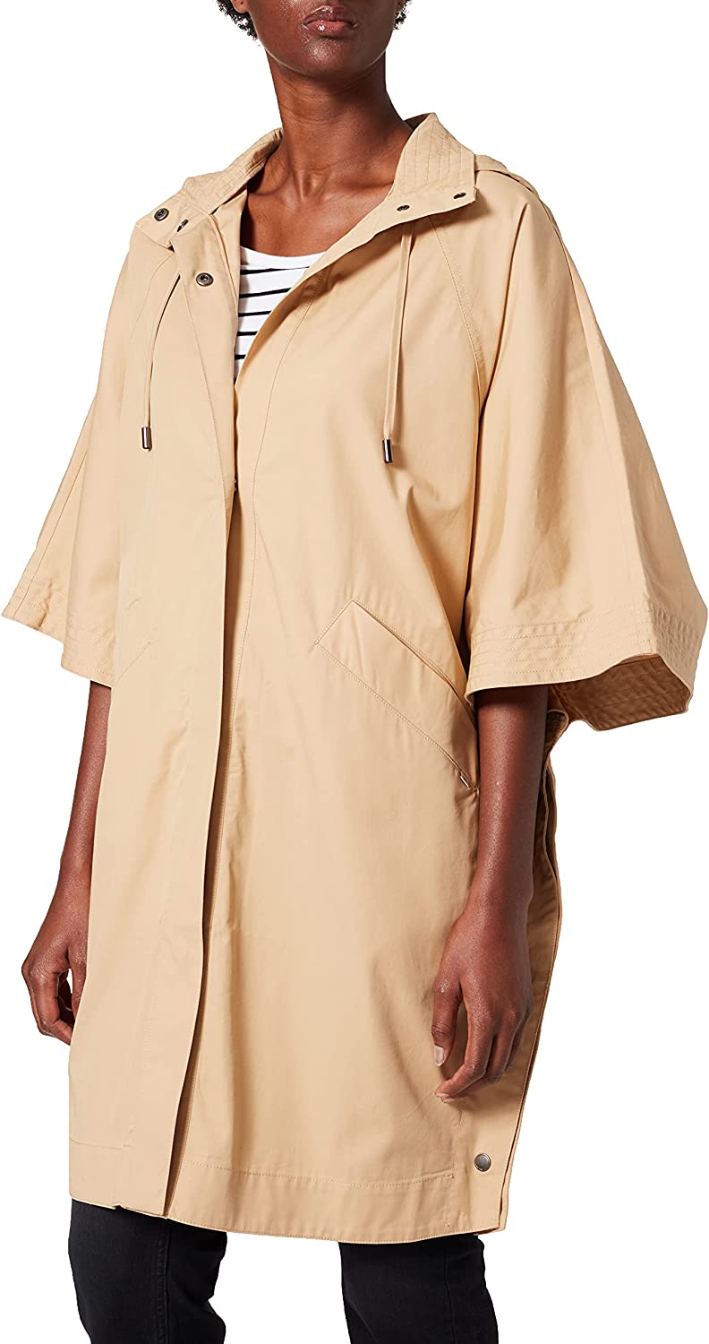 Esprit Water Repellant Cotton Poncho Jacket in Camel