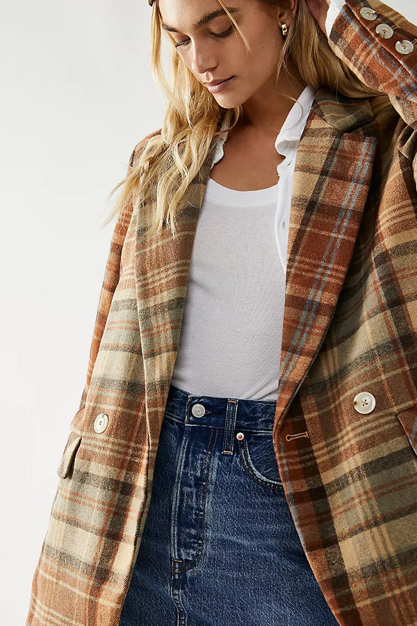 Free People Mari Plaid Blazer