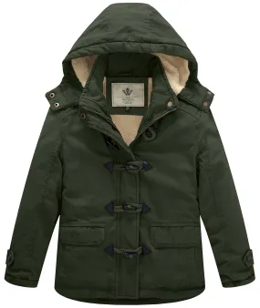 Girl's Winter Sherpa Jacket Thicken Cotton Parka Coat with Removable Hood