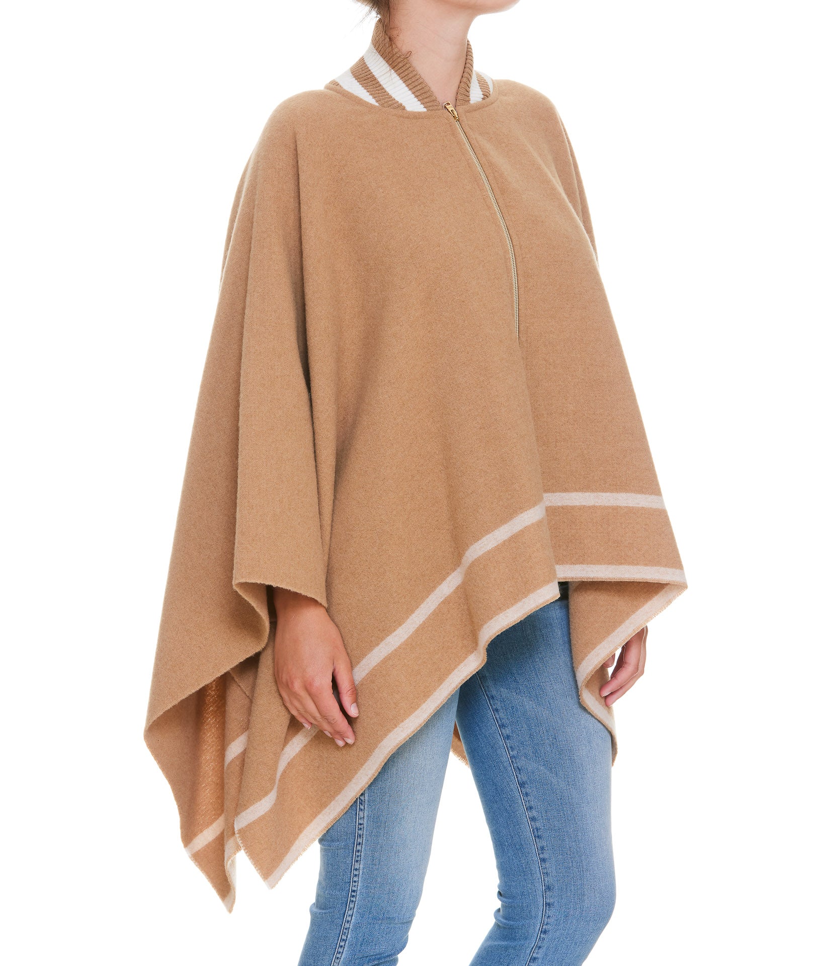 Herno Stripe Detailed Zipped Cape