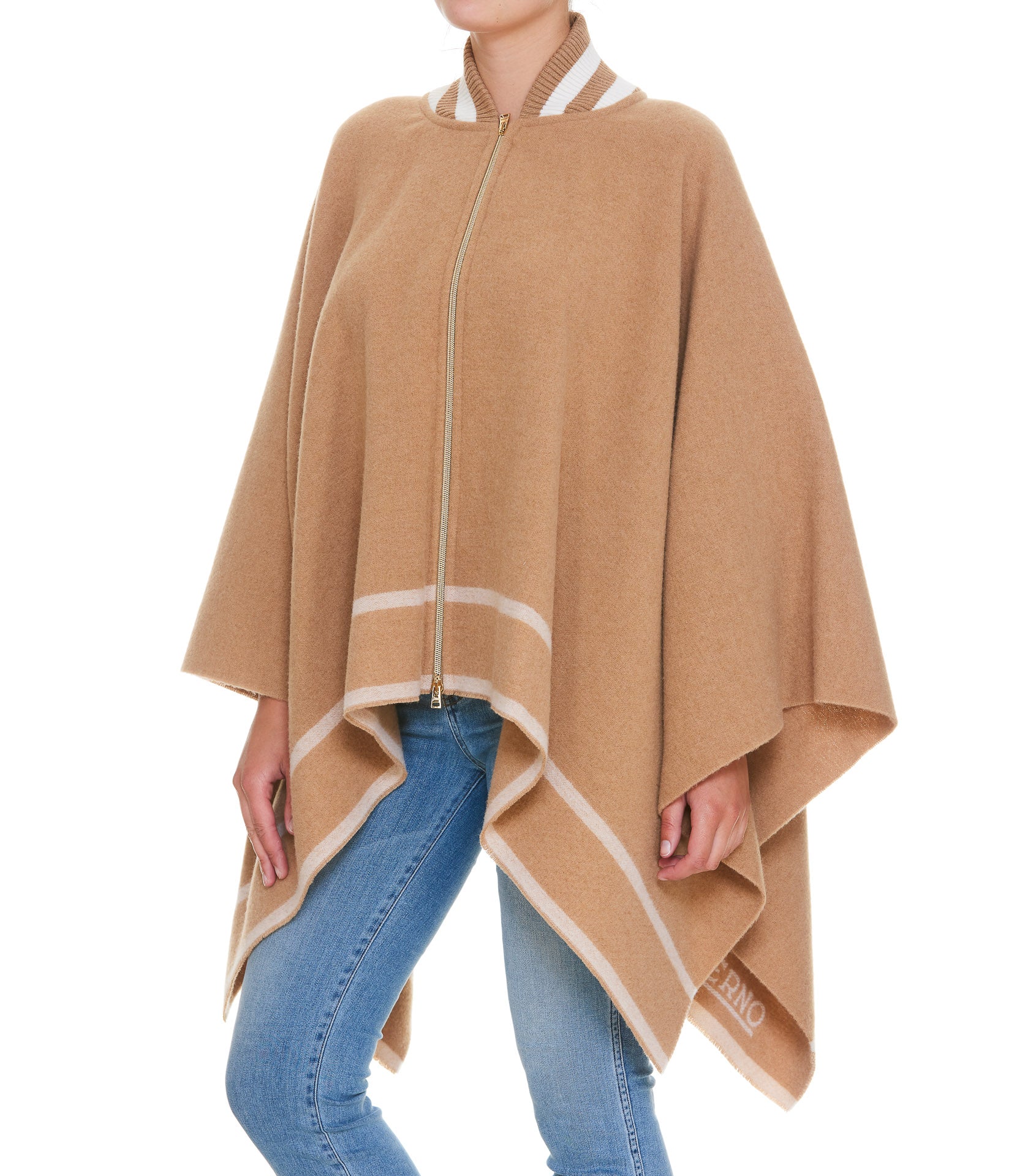 Herno Stripe Detailed Zipped Cape