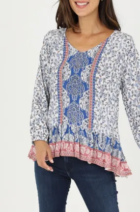 Hi-Lo Blouse with Flounced Hem