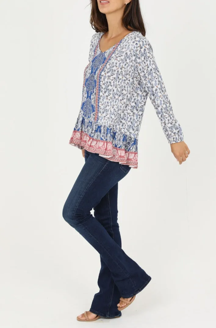 Hi-Lo Blouse with Flounced Hem