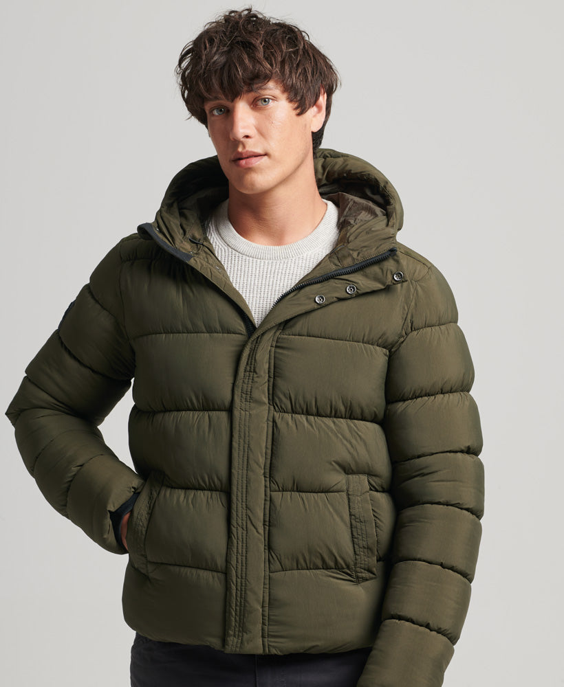 Hooded XPD Sports Puffer Jacket | Washed Khaki