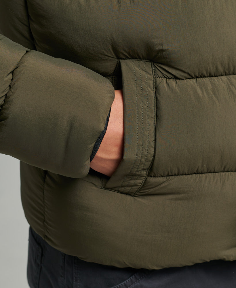 Hooded XPD Sports Puffer Jacket | Washed Khaki