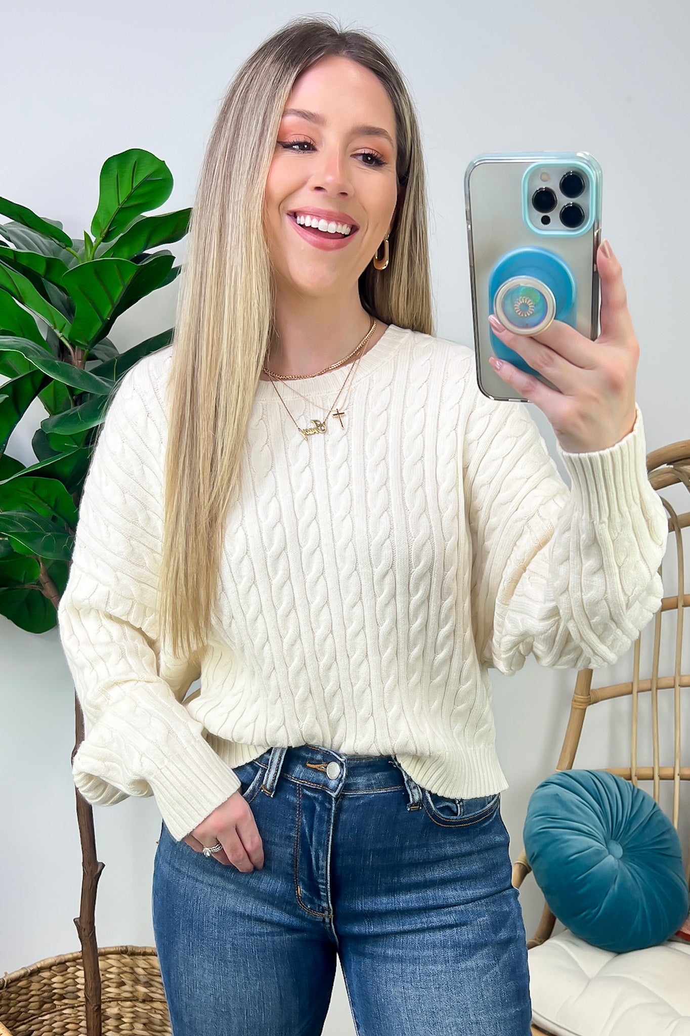 Jesslynn Cable Knit Pullover Crewneck Sweater - FINAL SALE