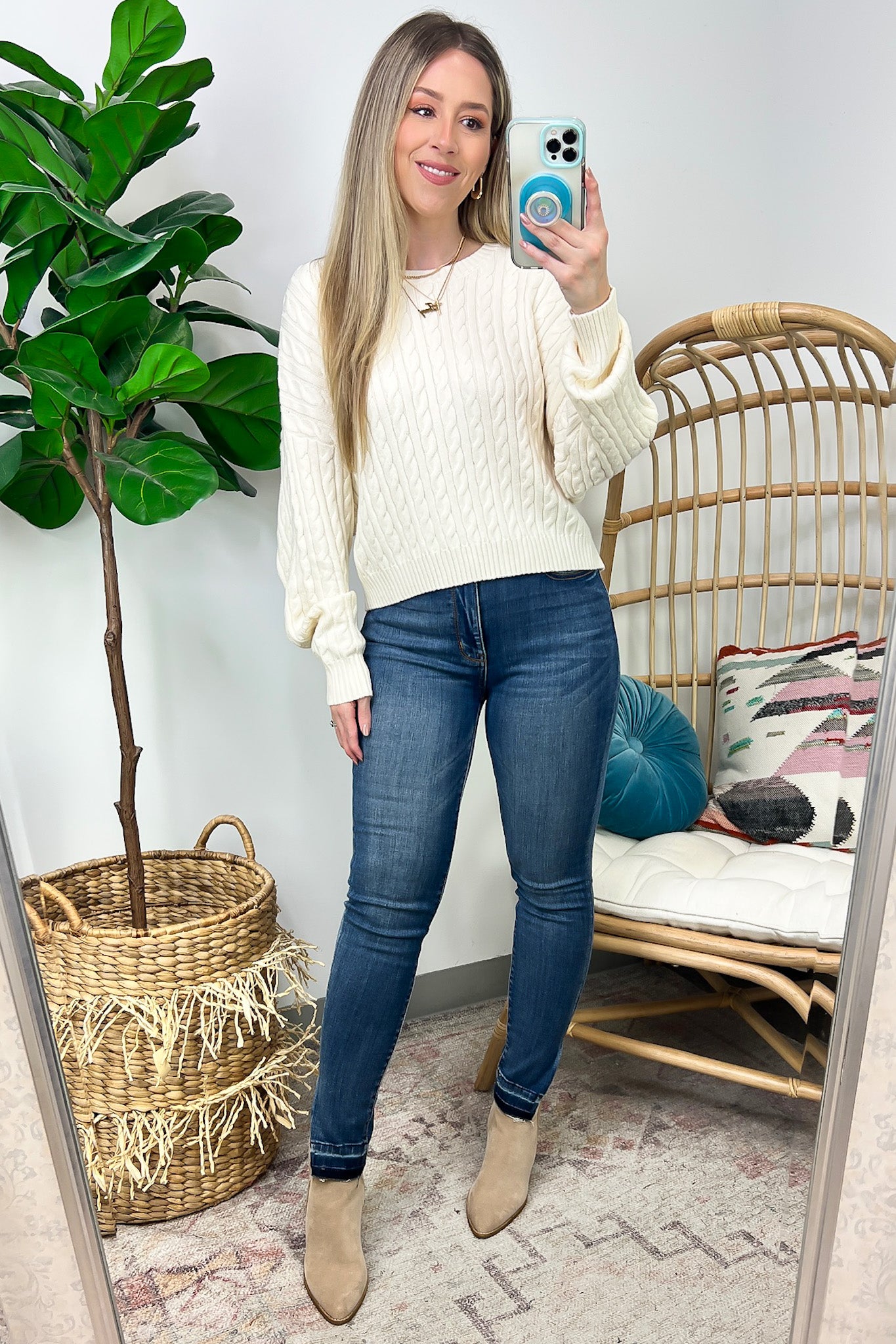 Jesslynn Cable Knit Pullover Crewneck Sweater - FINAL SALE