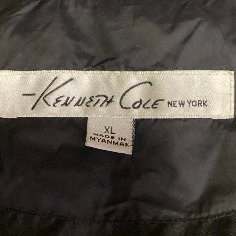 Kenneth Cole Gray Duck Down Snap Button Zip Up Long Puffer Coat Jacket Size XL