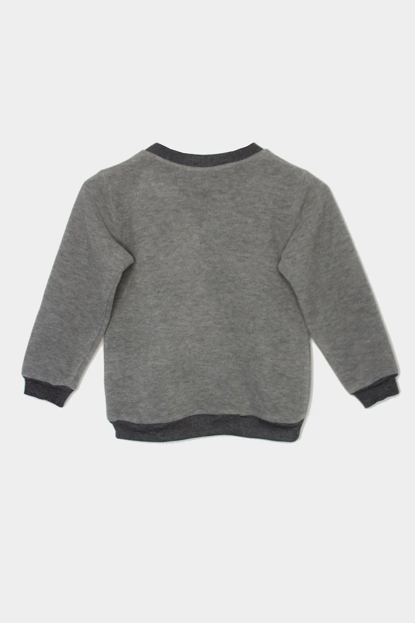 Kid’s knitted sweater One Wolf, grey with patch