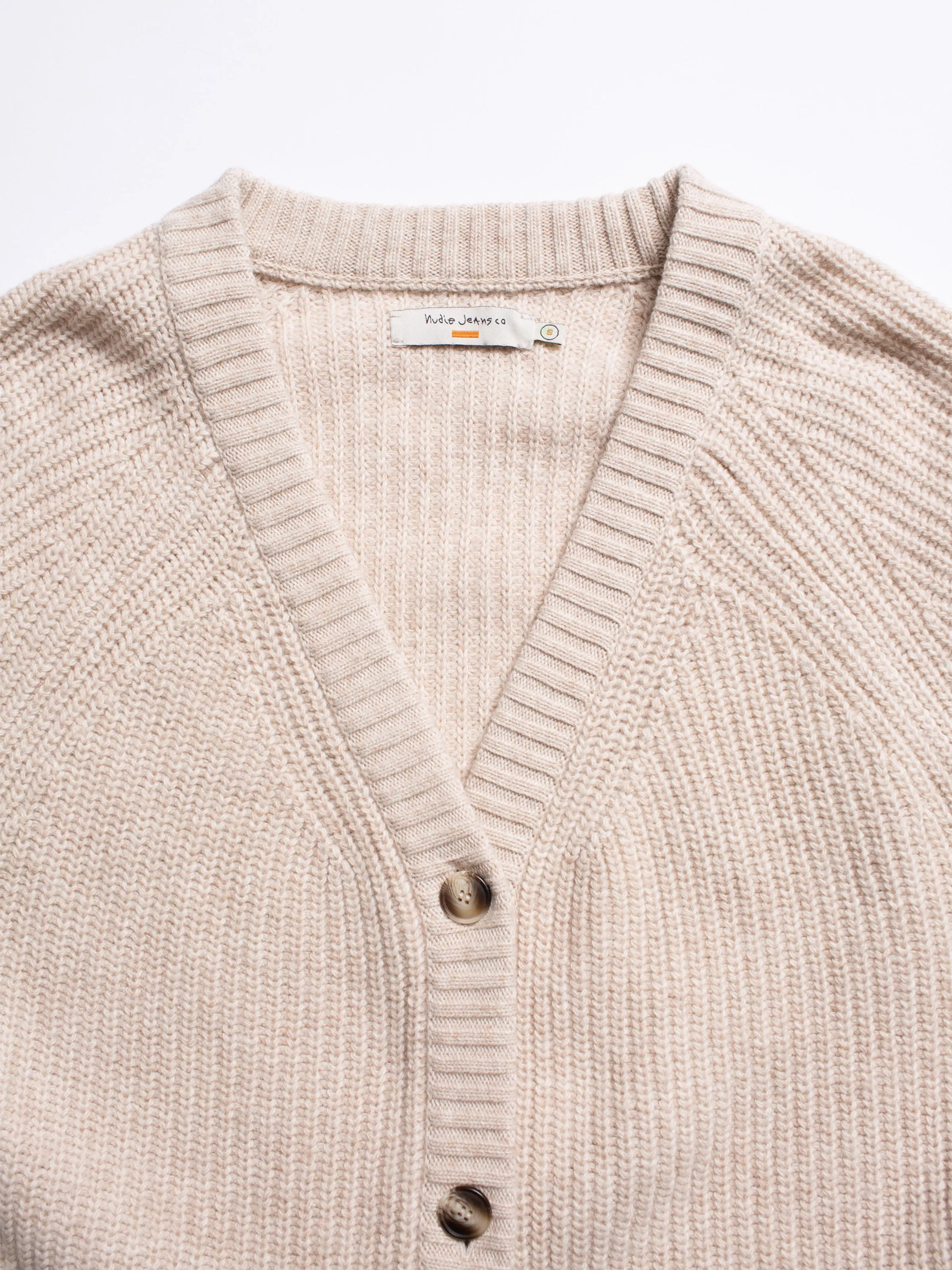 Kristina Rib Knit Cardigan Oat