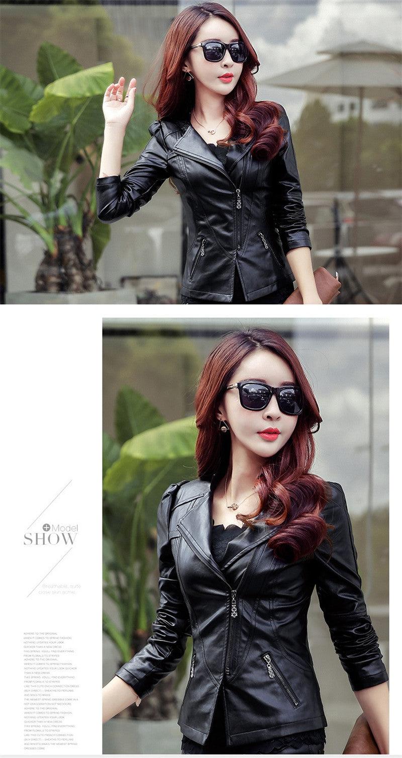 Leather Jacket Short Faux Leather Biker Jacket