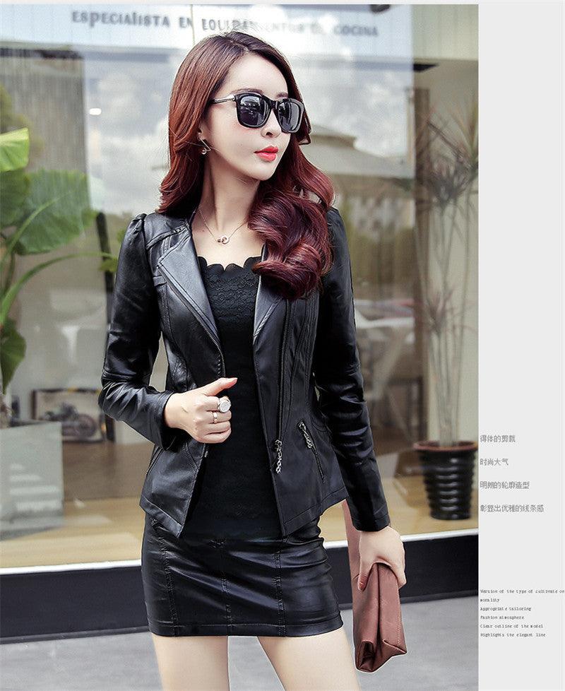 Leather Jacket Short Faux Leather Biker Jacket