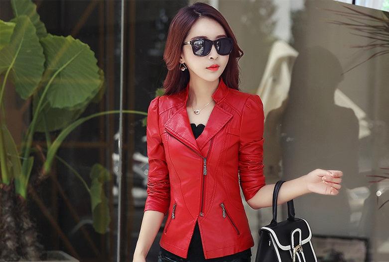 Leather Jacket Short Faux Leather Biker Jacket