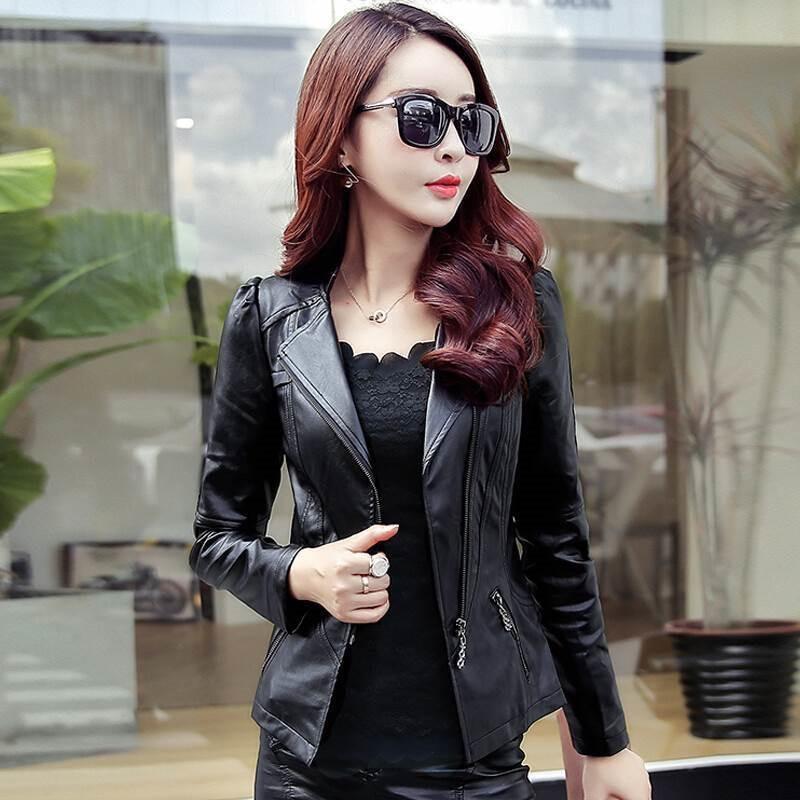 Leather Jacket Short Faux Leather Biker Jacket