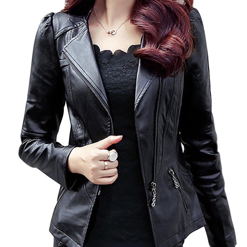 Leather Jacket Short Faux Leather Biker Jacket