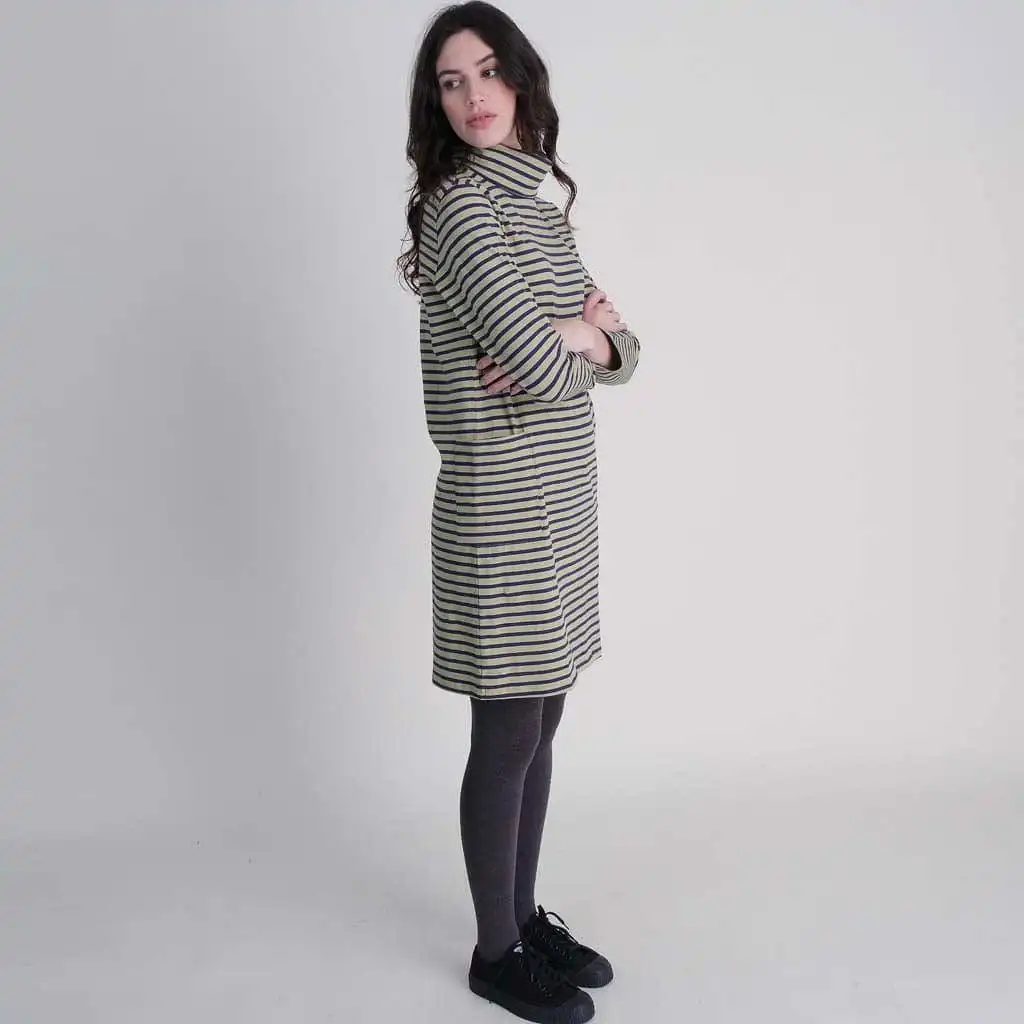 Lola Organic Cotton Turtle Neck Striped Tunic | Green