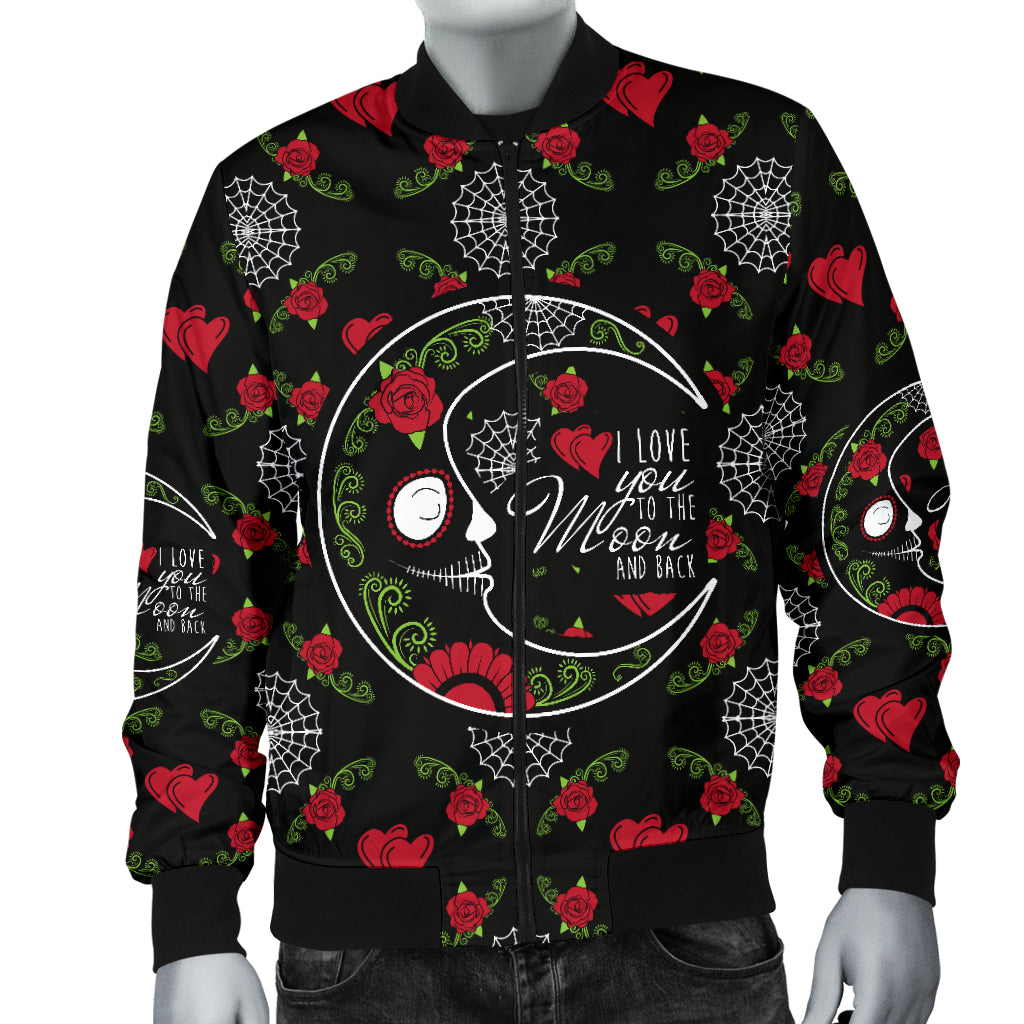 Love You To The Moon Sugar Skull Men's Bomber Jacket