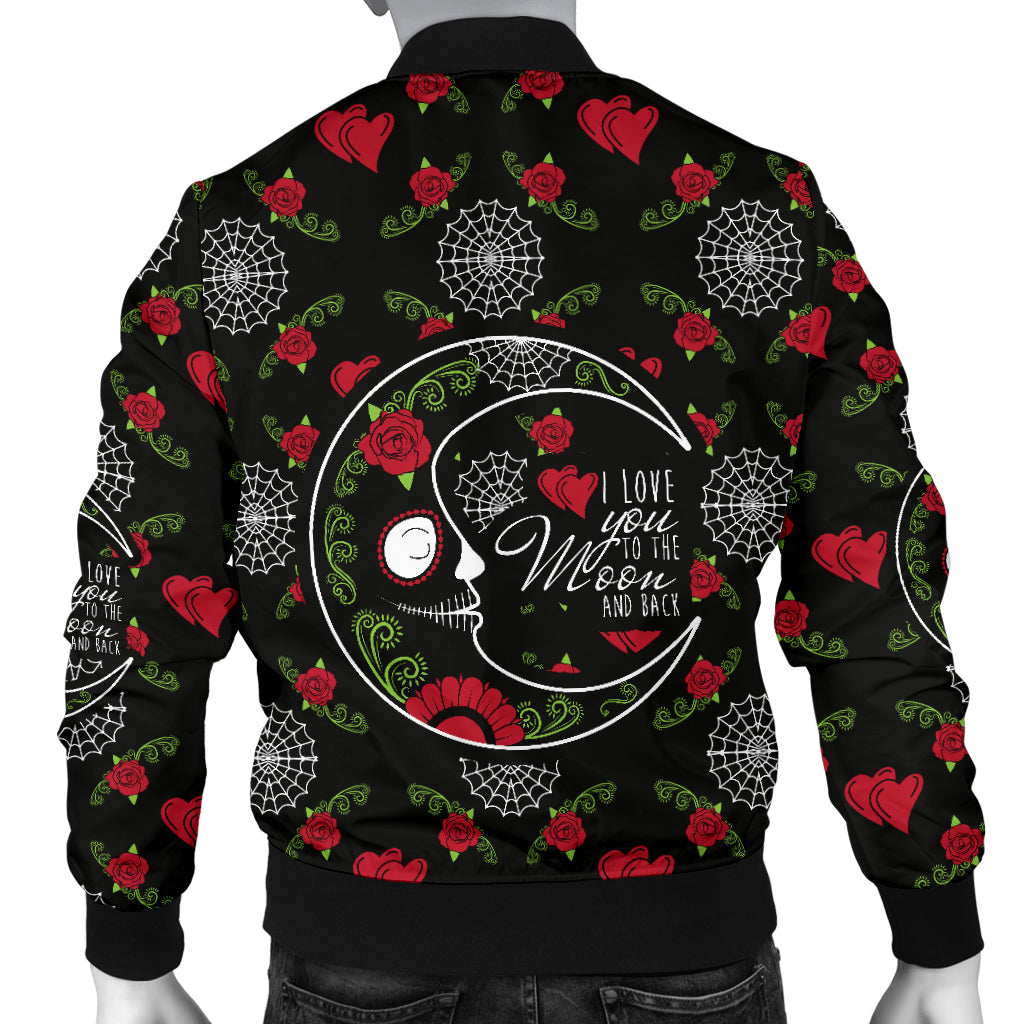 Love You To The Moon Sugar Skull Men's Bomber Jacket