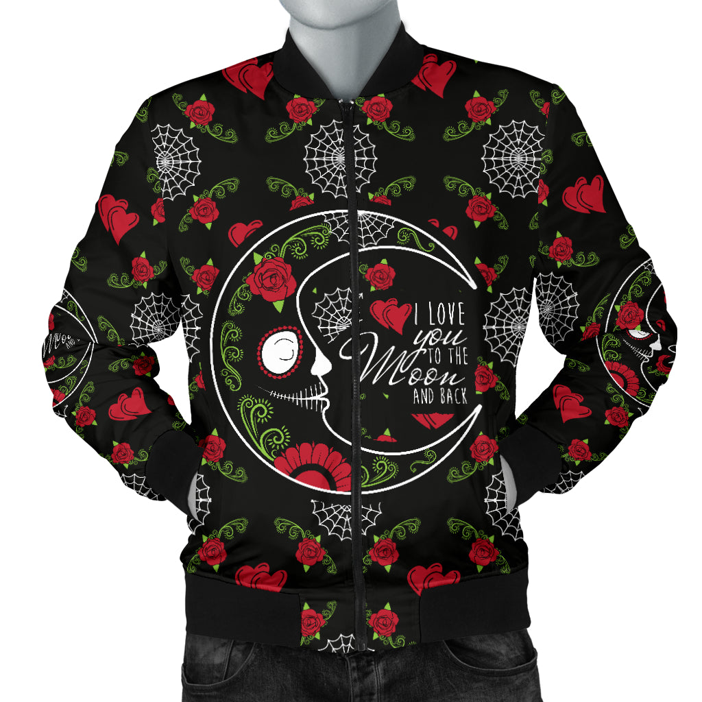 Love You To The Moon Sugar Skull Men's Bomber Jacket