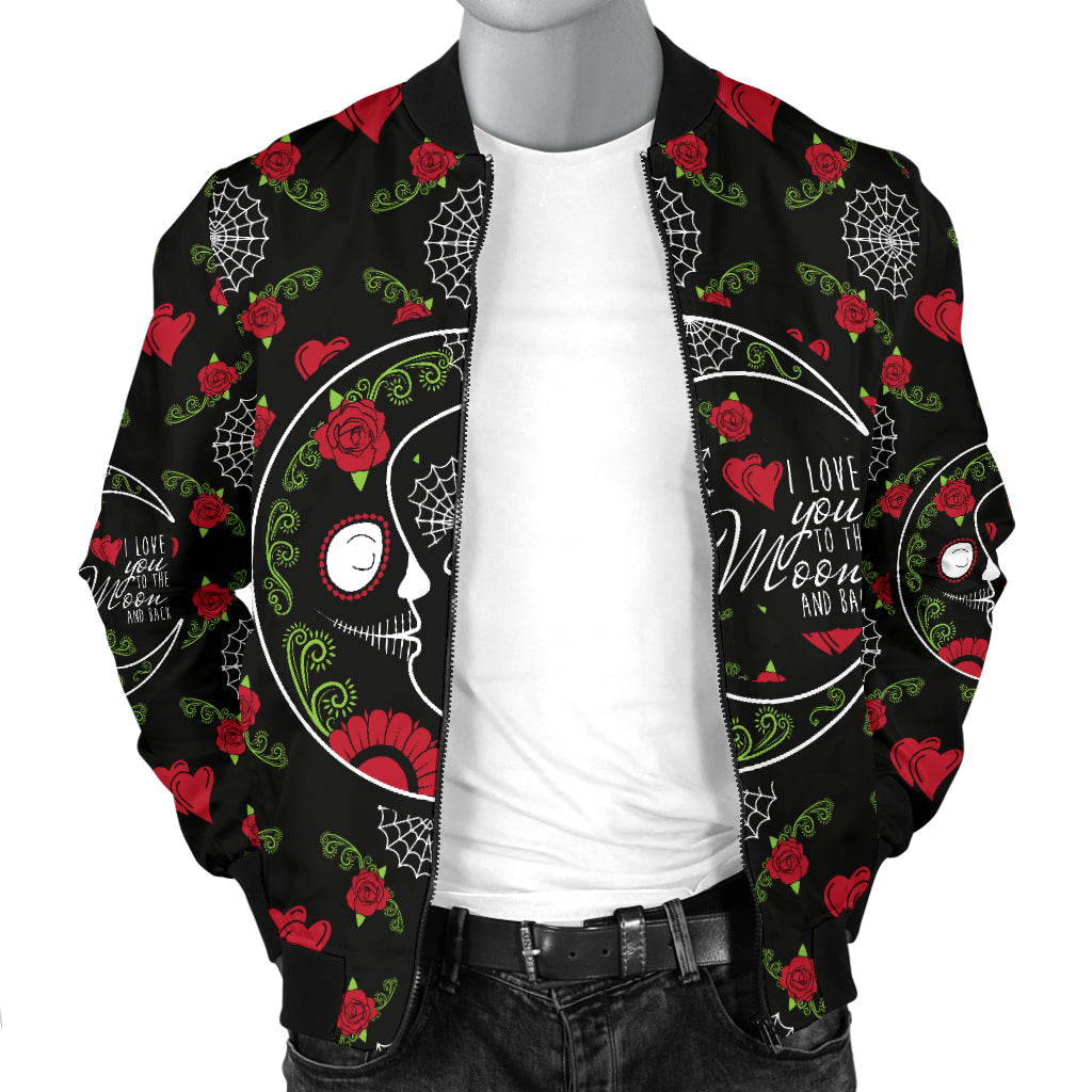 Love You To The Moon Sugar Skull Men's Bomber Jacket