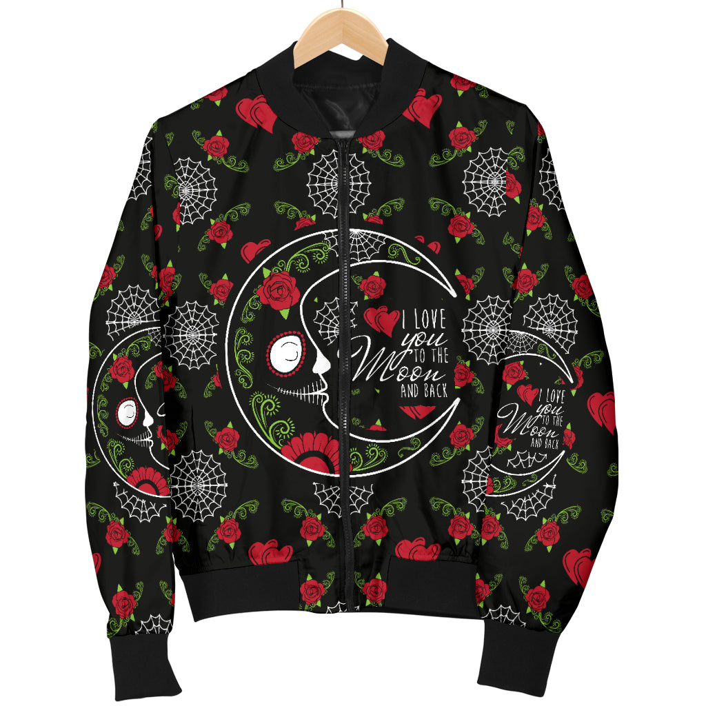 Love You To The Moon Sugar Skull Men's Bomber Jacket