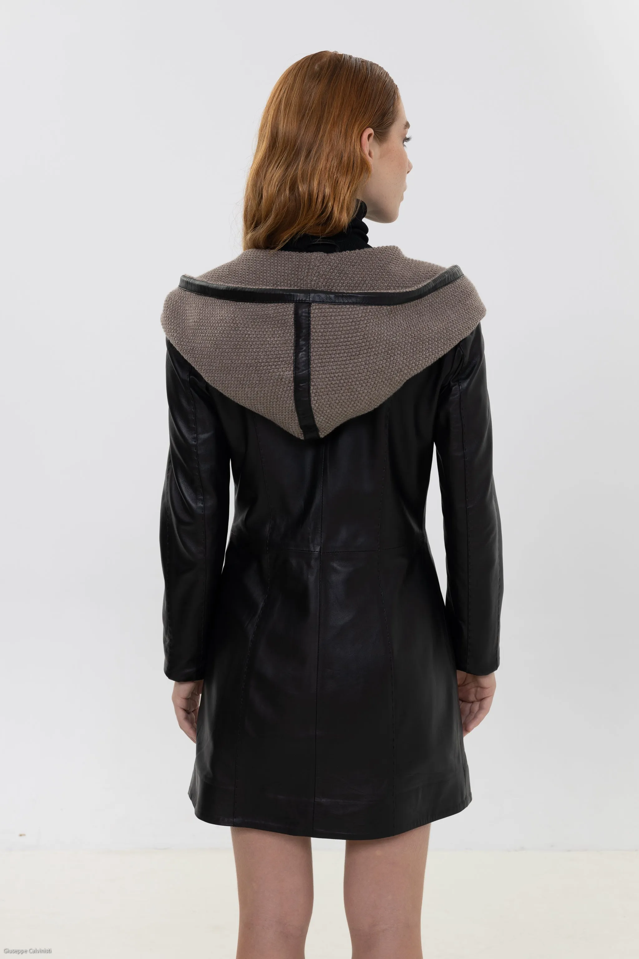 Lucie Leather Trench Coat - Black