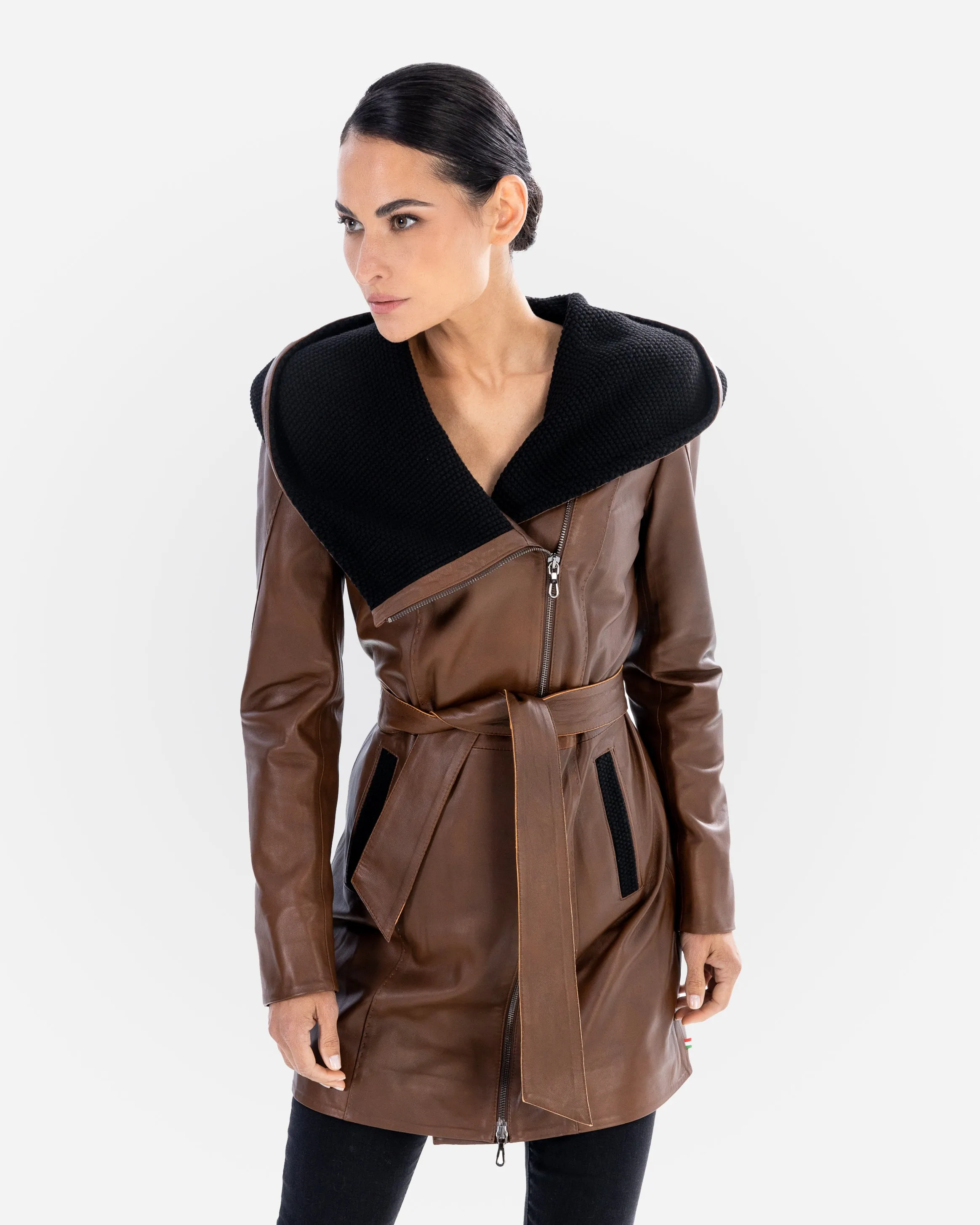 Lucie Leather Trench Coat