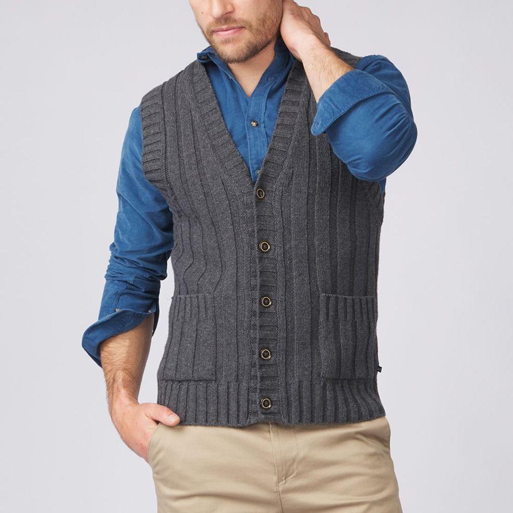 Matinique MAchunk Cardigan Vest in Dark Grey Melang