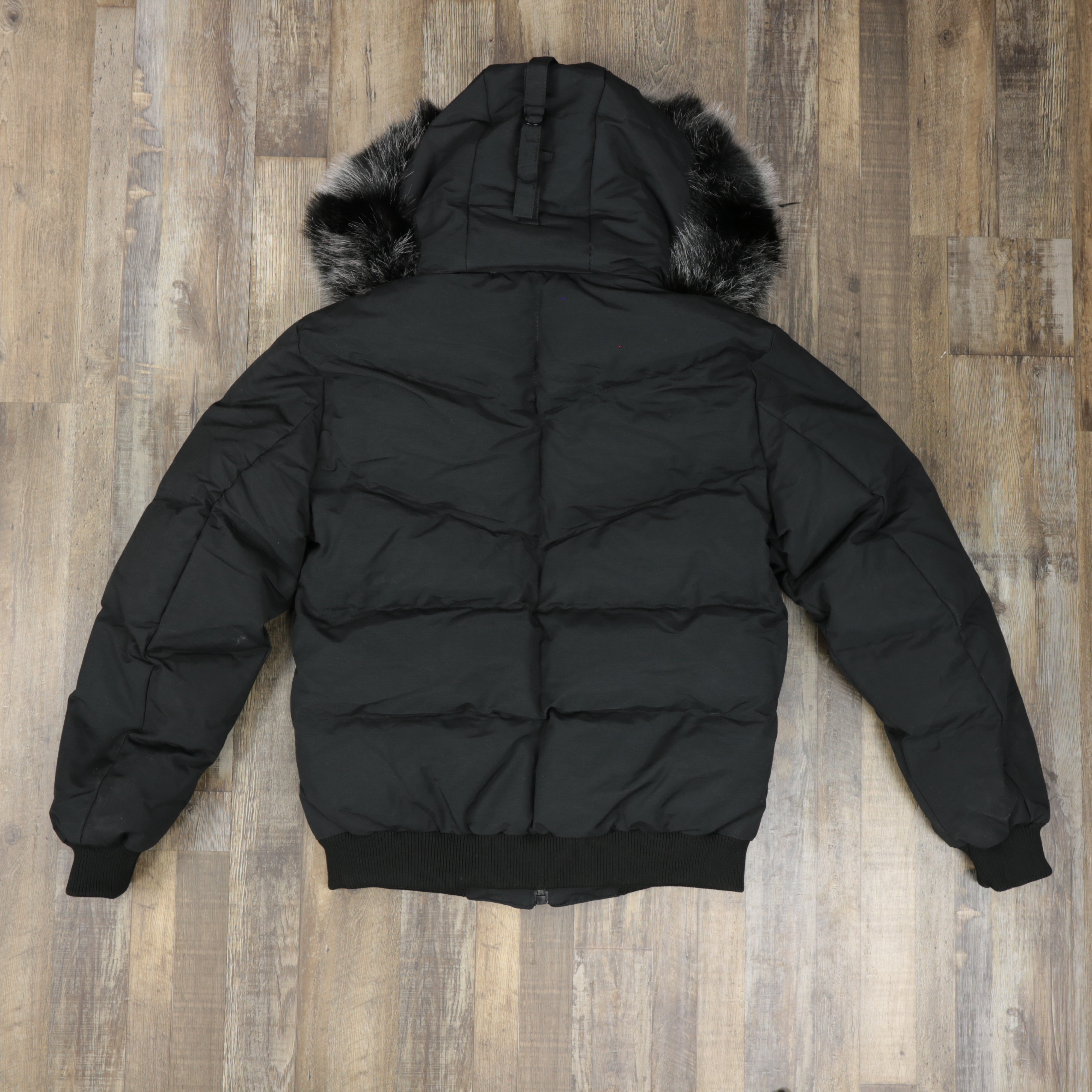 Men's Black Bubble Puffer Parka Jacket With Removable Faux Fur Hood (Vegan Fur)