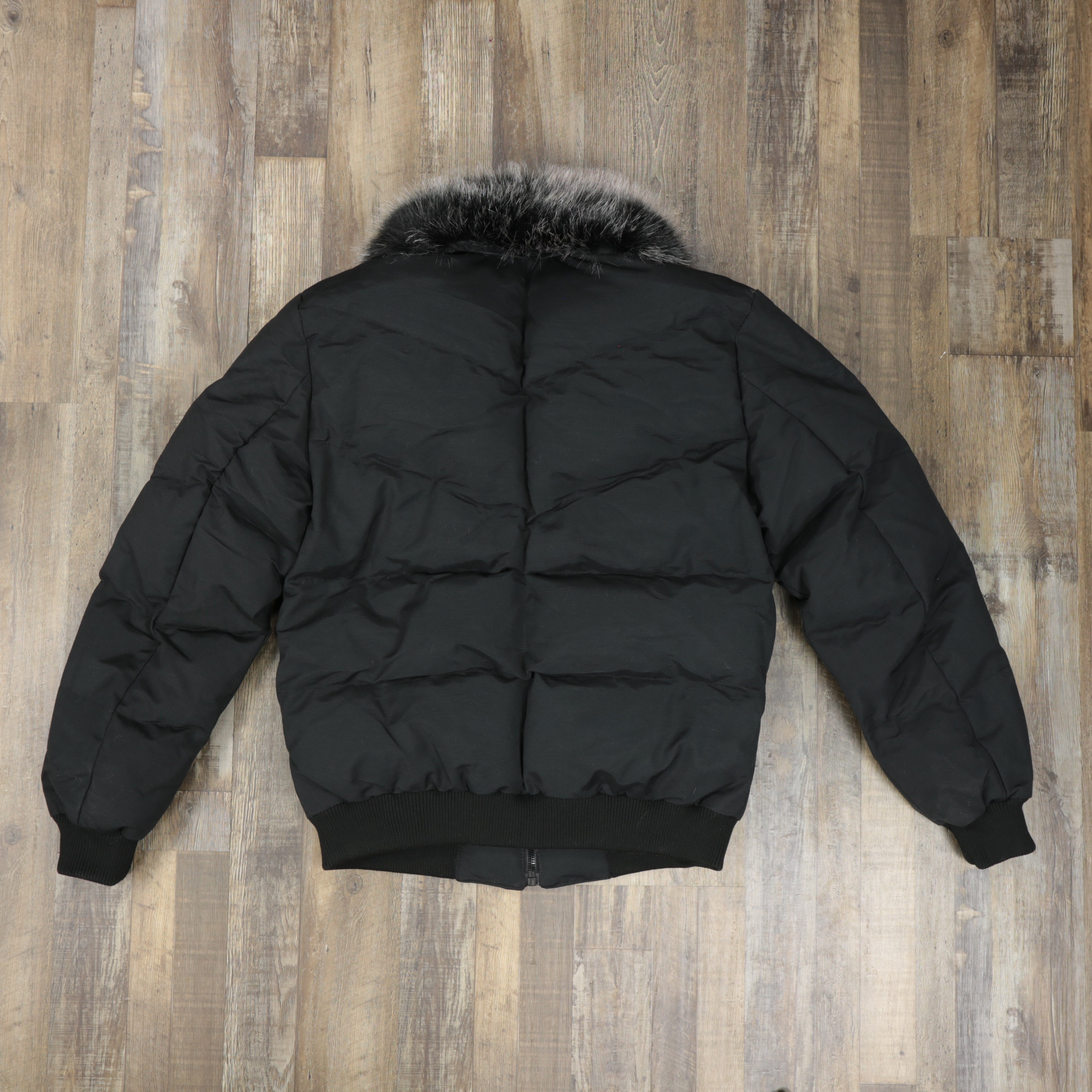 Men's Black Bubble Puffer Parka Jacket With Removable Faux Fur Hood (Vegan Fur)