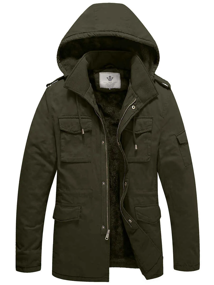 Men's Winter Military Thicken Parka Jacket Warm Coat with Removable Hood