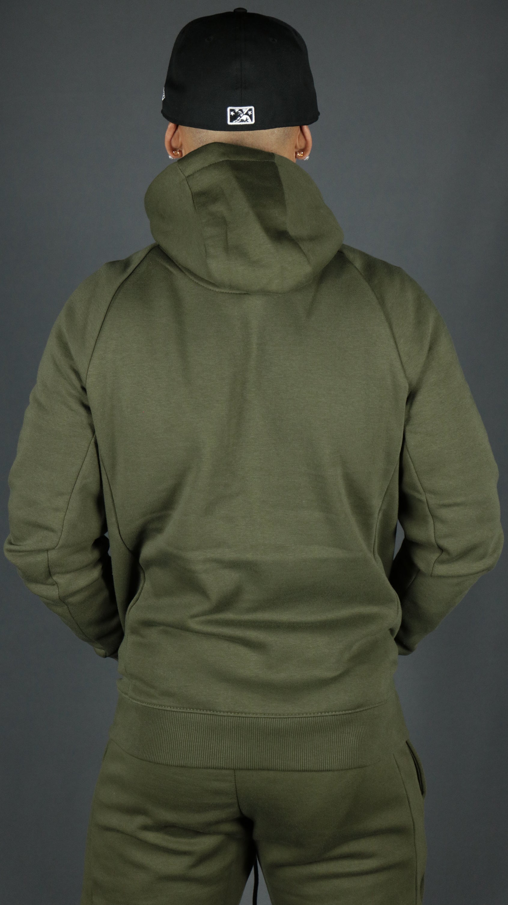 Military Green Tech Fleece Zip Up Hoodie | Olive Green Hoodie