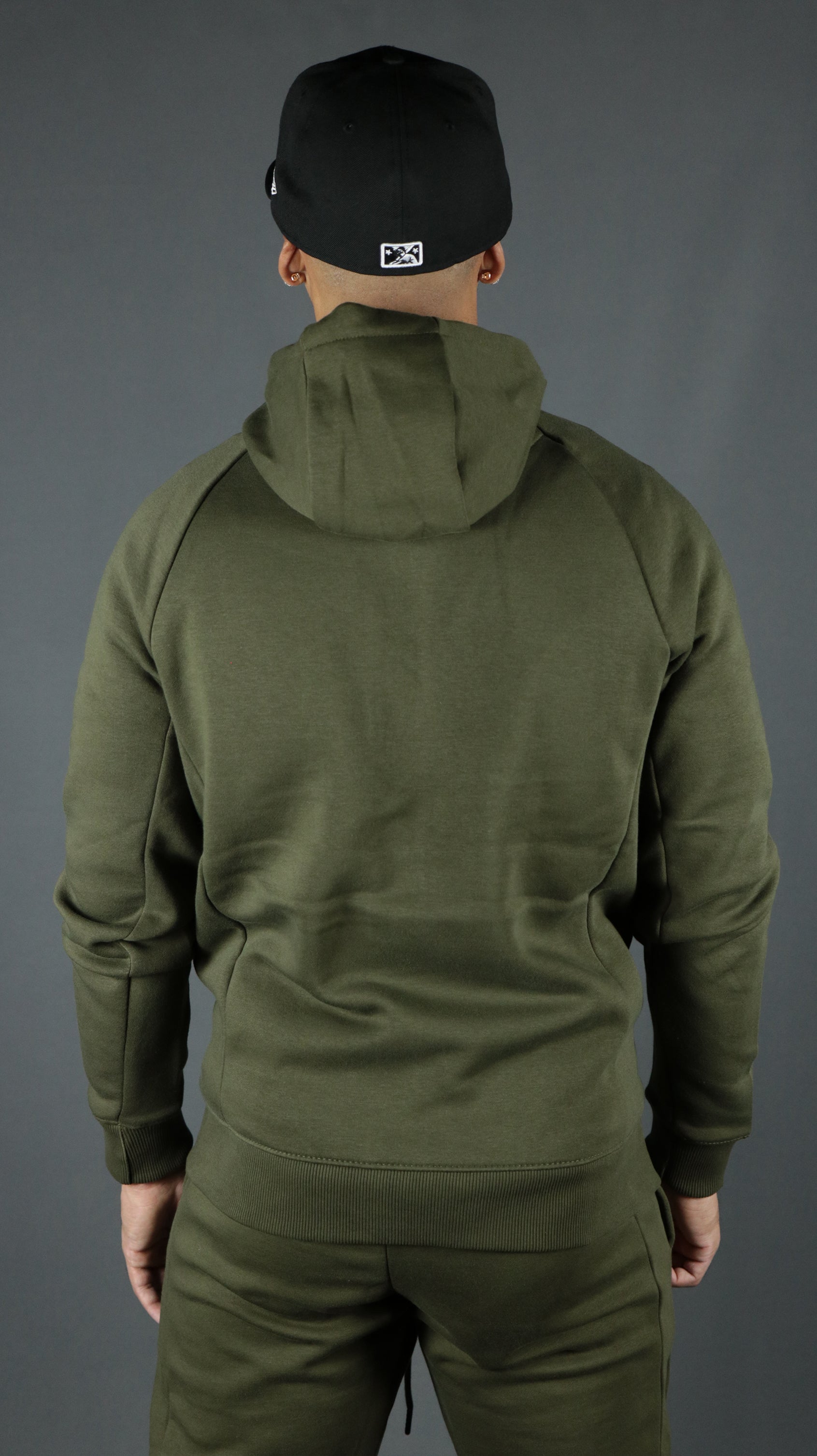 Military Green Tech Fleece Zip Up Hoodie | Olive Green Hoodie