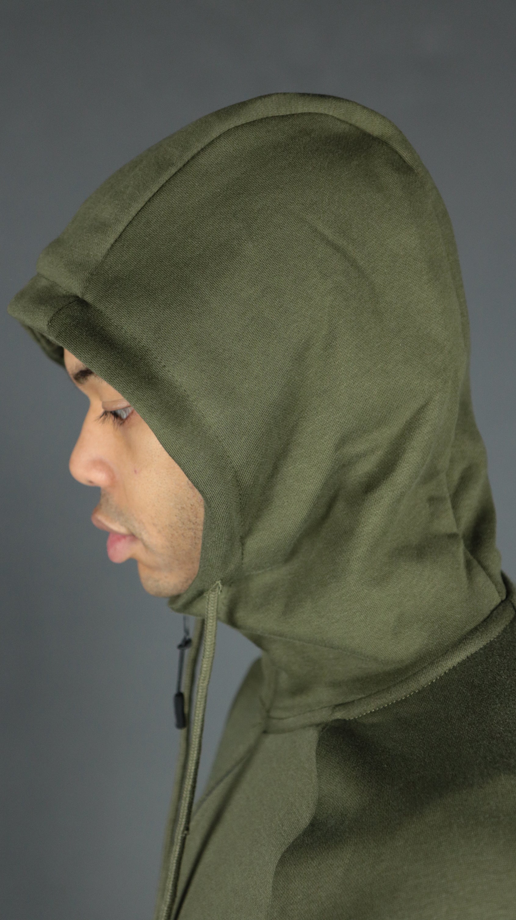 Military Green Tech Fleece Zip Up Hoodie | Olive Green Hoodie