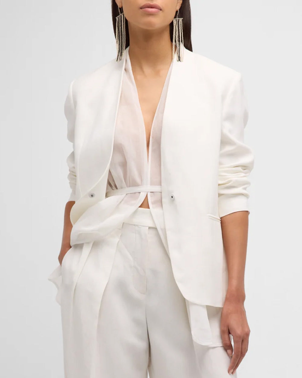 Natural Organza Double Layered Linen Jacket