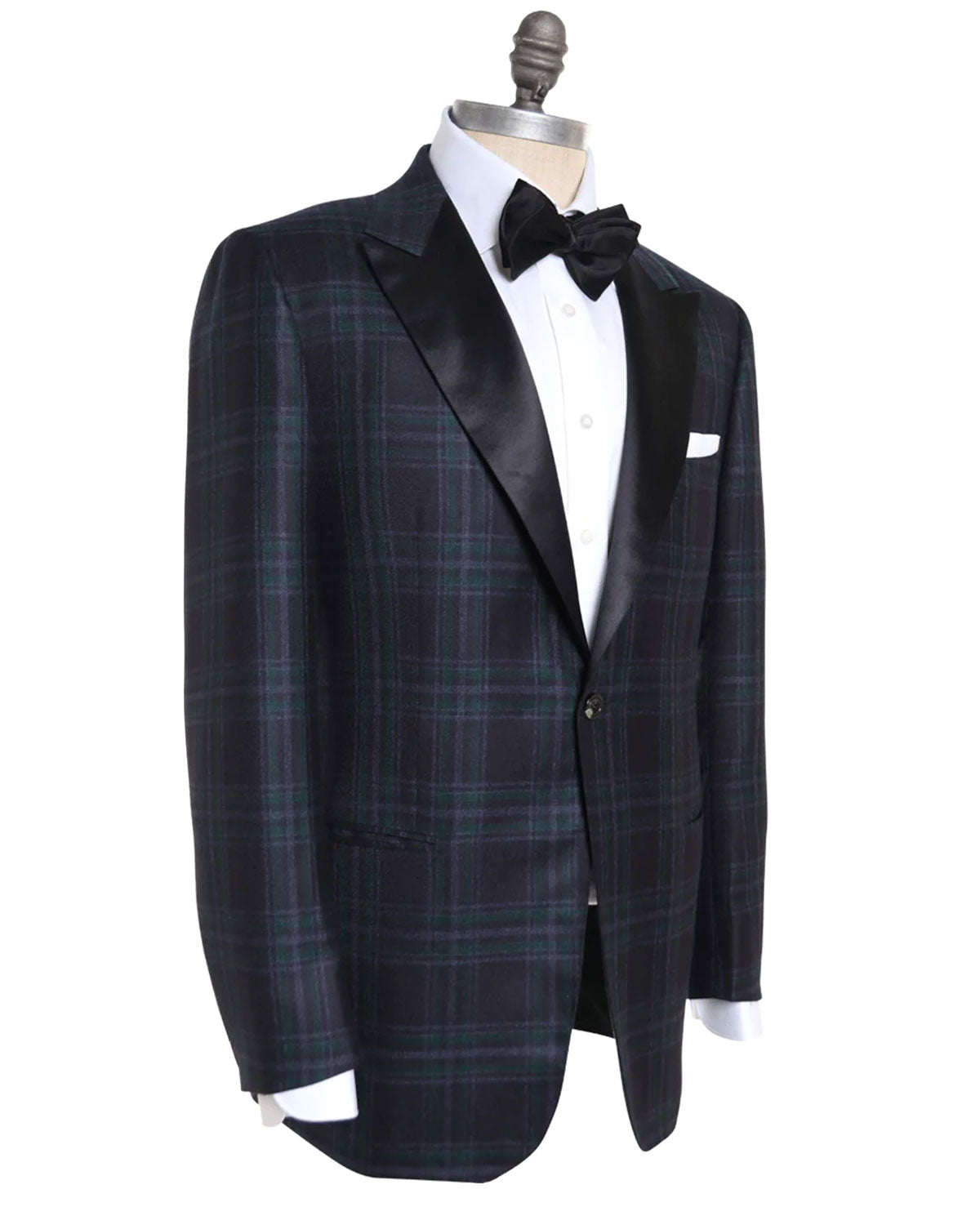 Navy and Green Plaid Cashmere Dinner Jacket