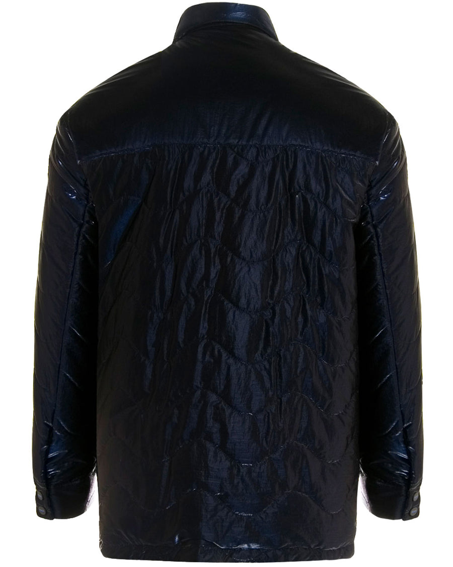 Navy Iridescent Quilted Coat