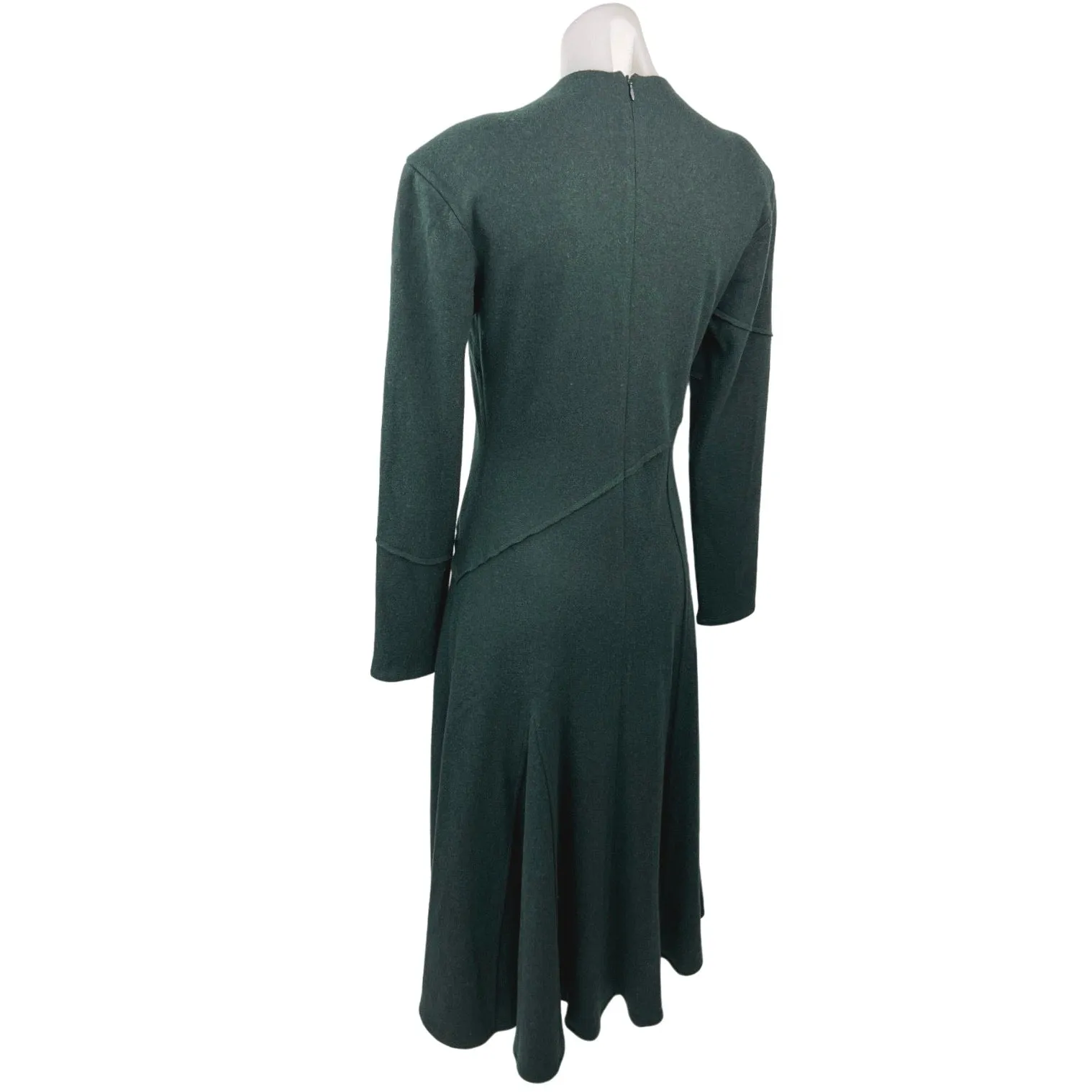 NEW Argent Blue Green Wool Round Neck Long Sleeve Midi A-Line Sweater Dress 4