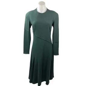 NEW Argent Blue Green Wool Round Neck Long Sleeve Midi A-Line Sweater Dress 4