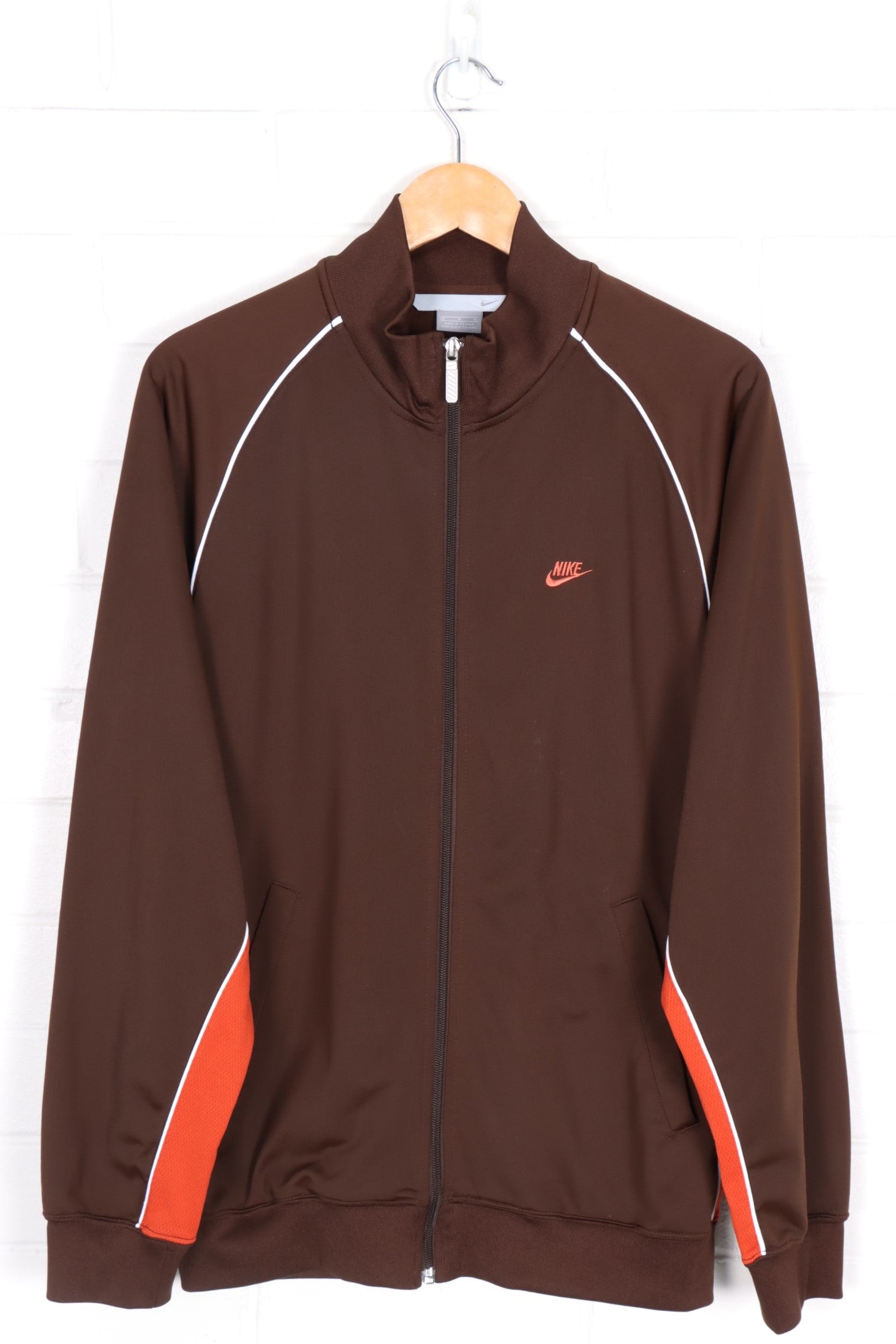 NIKE Embroidered Brown & Orange Full Zip Track Jacket (M-L)