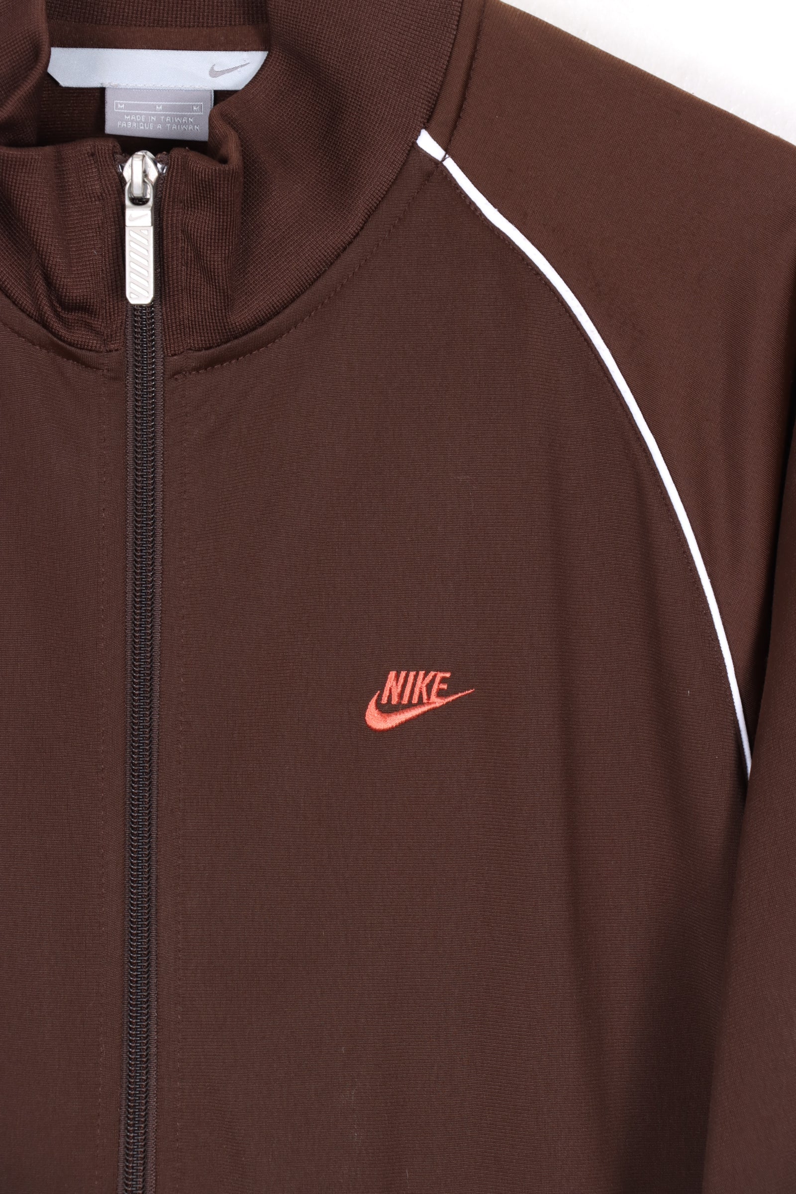 NIKE Embroidered Brown & Orange Full Zip Track Jacket (M-L)