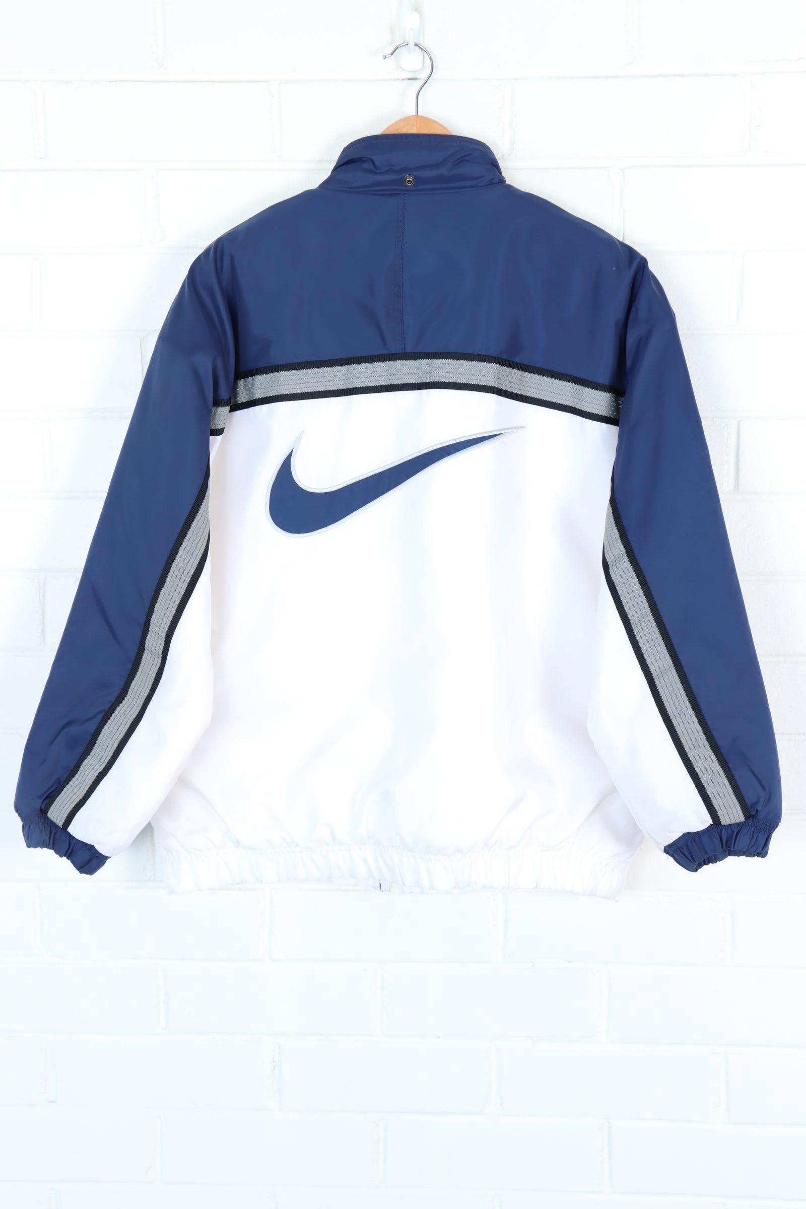 NIKE Navy & White Embroidered Zip Button Jacket (XL-XXL)