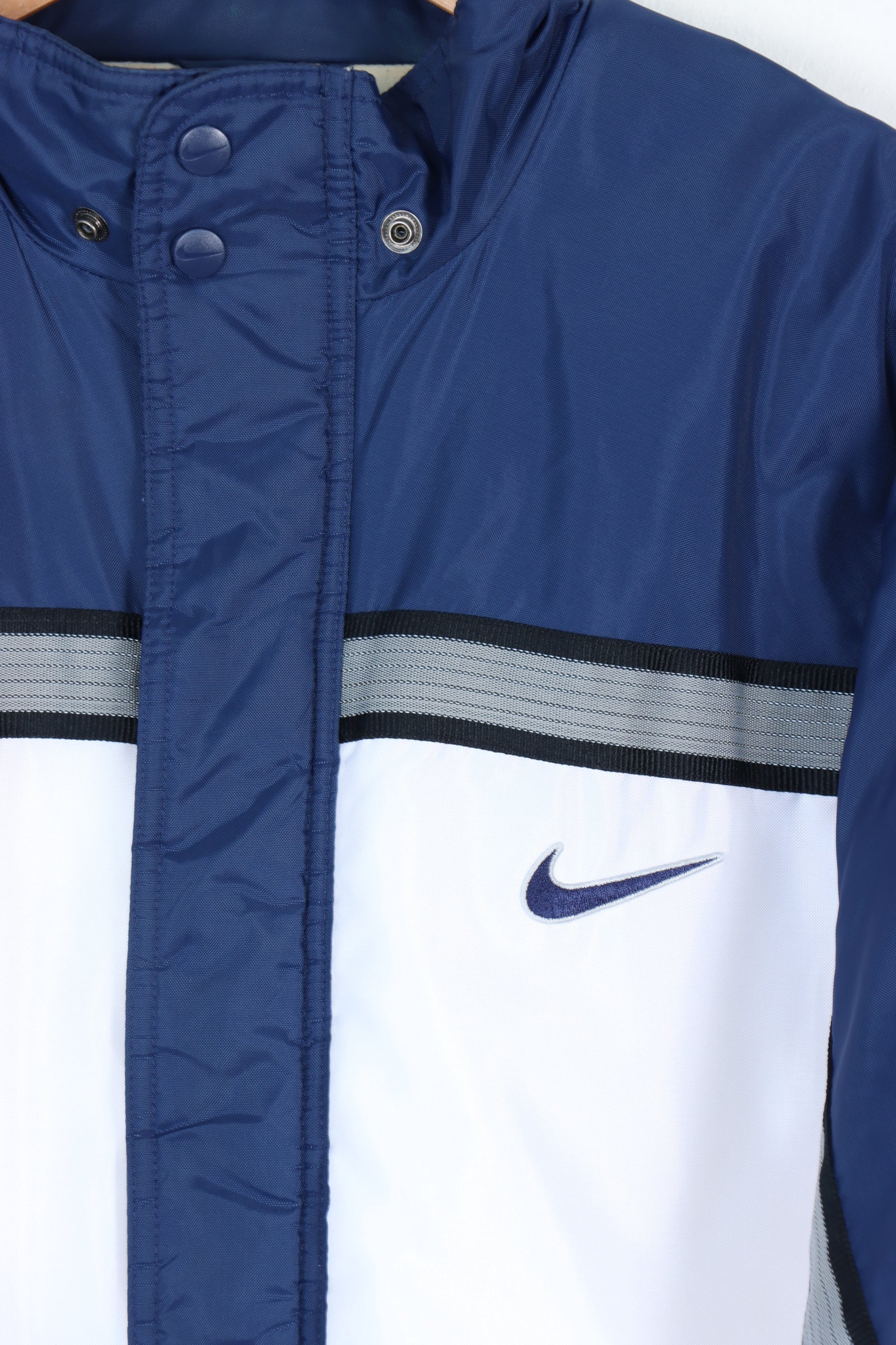 NIKE Navy & White Embroidered Zip Button Jacket (XL-XXL)