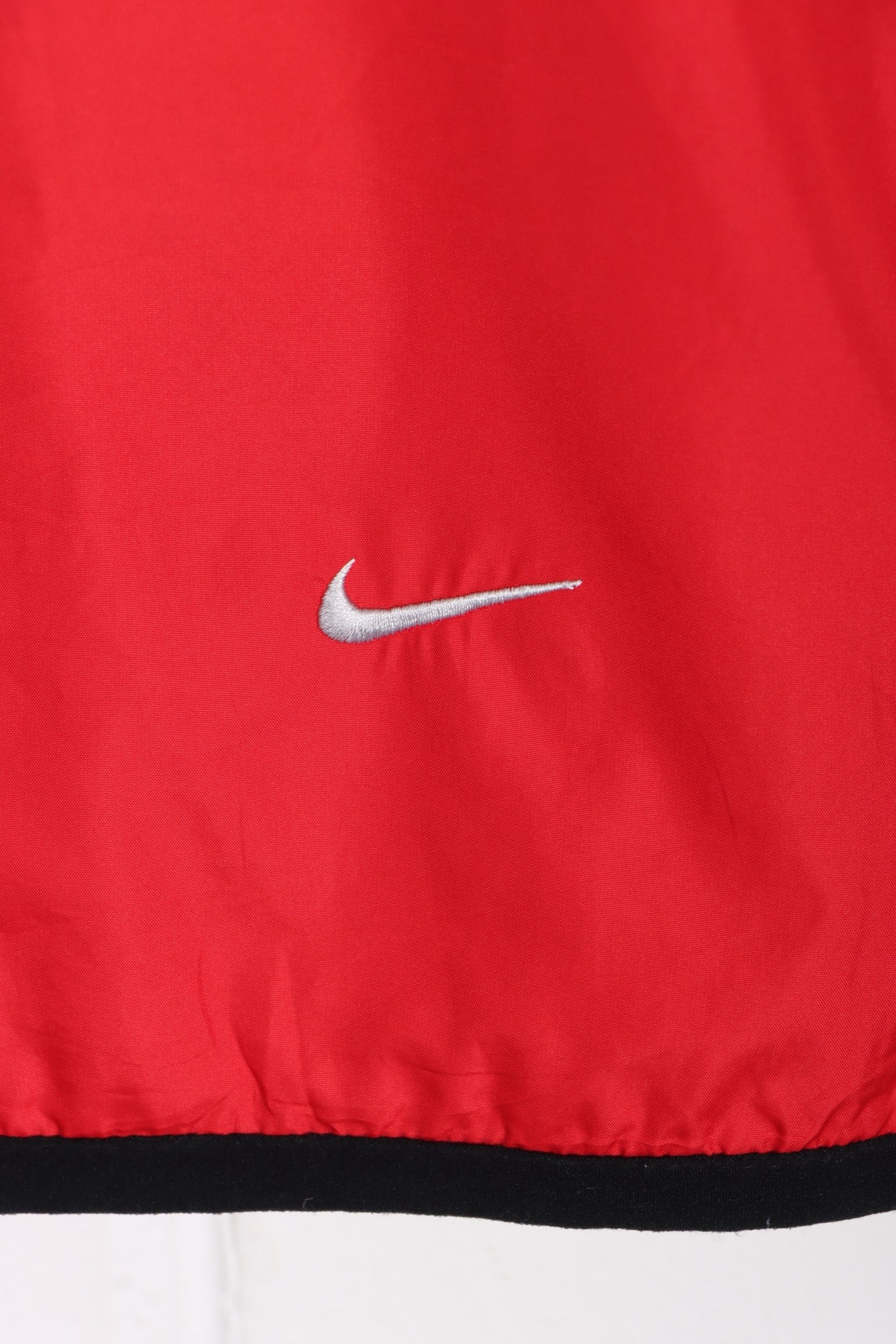 NIKE Red & Black 1/4 Zip Spell Out Swoosh Logo Windbreaker (L)