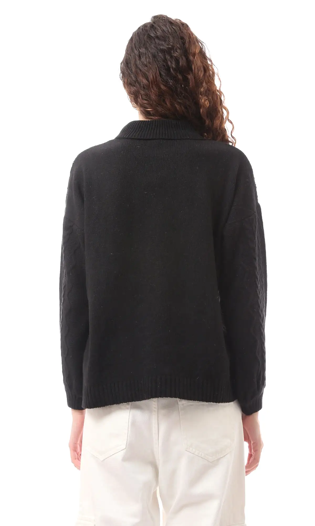 O169842 Acrylic Slip On Black Turtle Neck Pullover