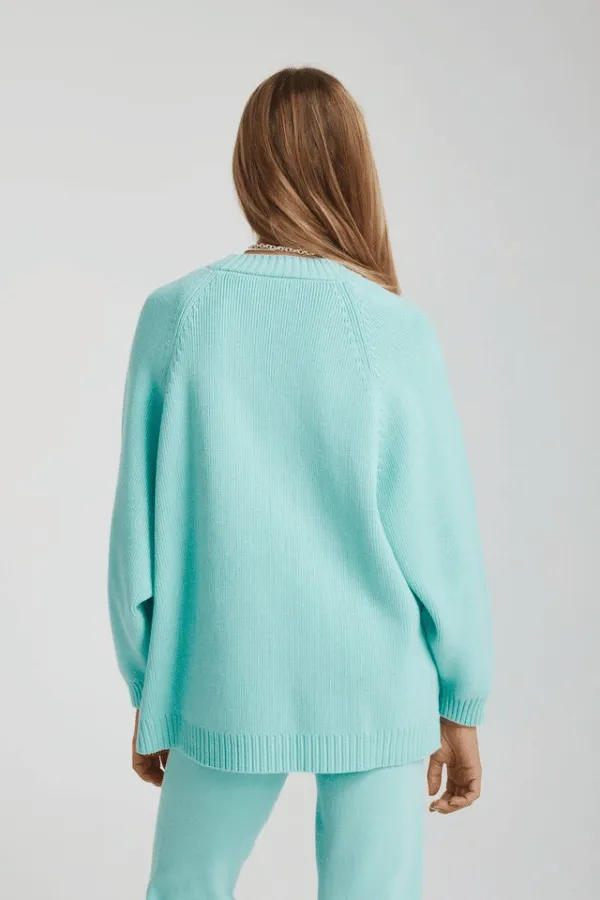 Oversized Knit Sweater Aqua