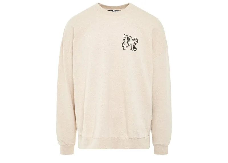 Palm Angels Monogram Linen Hoodie Cream