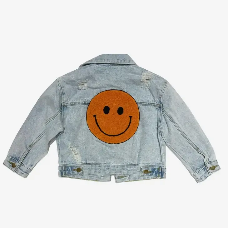 Petite Hailey Patched Denim Jacket - Orange Smile